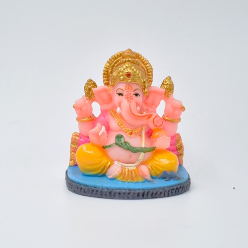 Pink Yellow Ganpati Murti For Car Dashboard