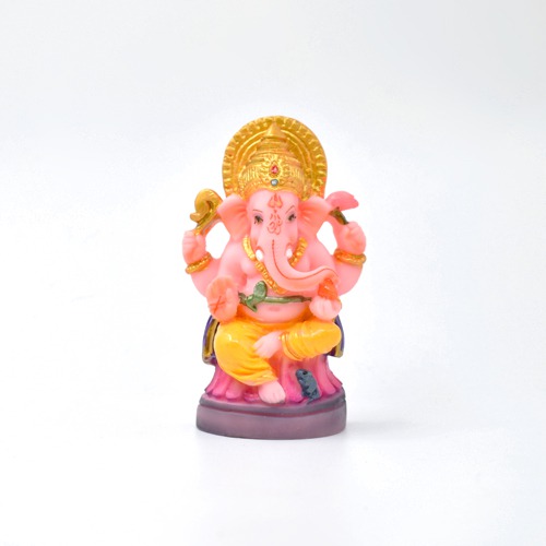 Pink Colour Small Sitting Ganesha Murti for Car Dashboard