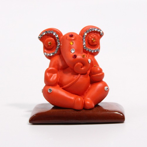 Rose Colour Diamond Studs Ganesha Idol For Car Dashboard