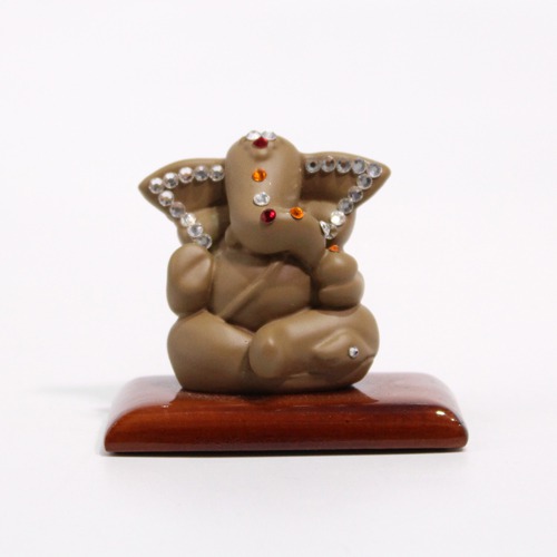 Cedar Colour Diamond Studs Ganesha Statue For Car Dashboard