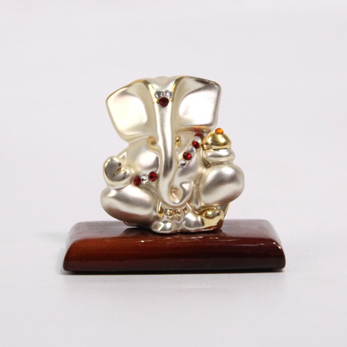 Pearl White Colour Dashboard Ganesh Idol For Car Dashboard