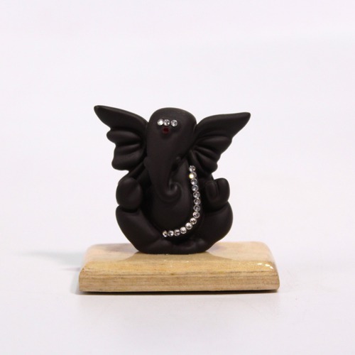 Charcoal Colour Decorative Dashboard Ganesha Idol For Decor