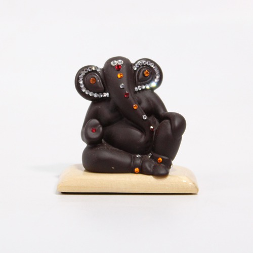 Brown Diamond Studs Ganesha Idol For Car  Dashboard