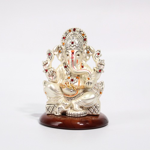 White Ganesha Idol For Car Dashboard , Home and Office