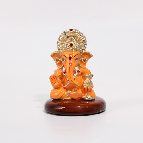 Wooden Base Dashboard Ganesha Idol For Car Dashboard, Home, and Office