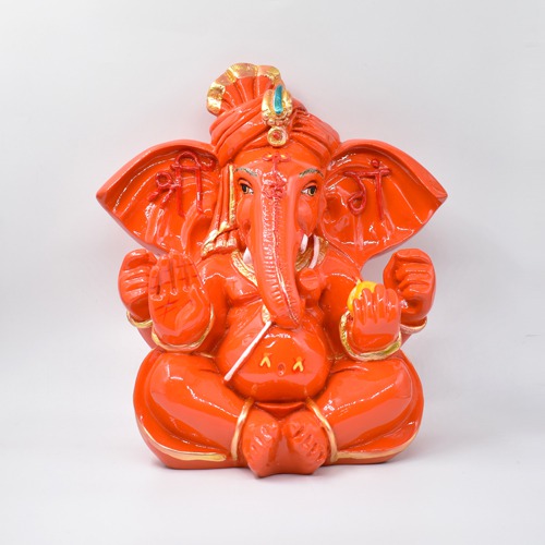 Orange Feta Ganesh Idol for Home Decor