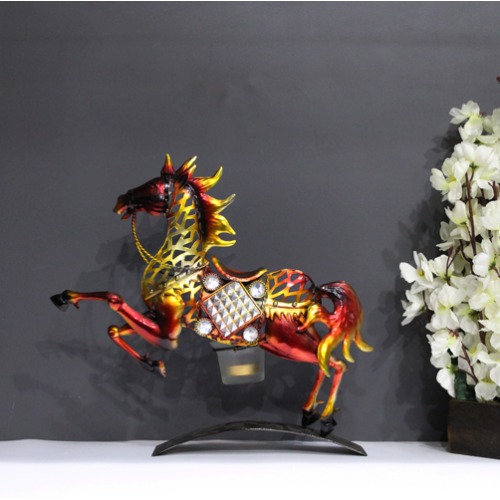 Red Gold Colour Horse Tea Light Candle Stand For Home & Office Decor