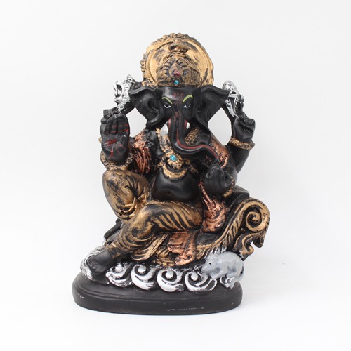 Black and Golden Ganesh Statue For Home & Office Decor