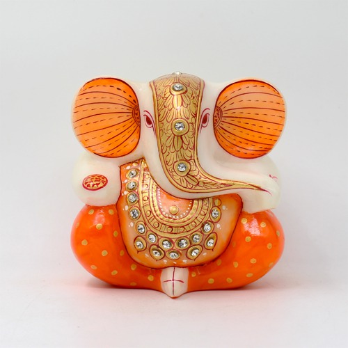 Orange Diamond Studs Appu Ganesha Idol For Home & Office Decor