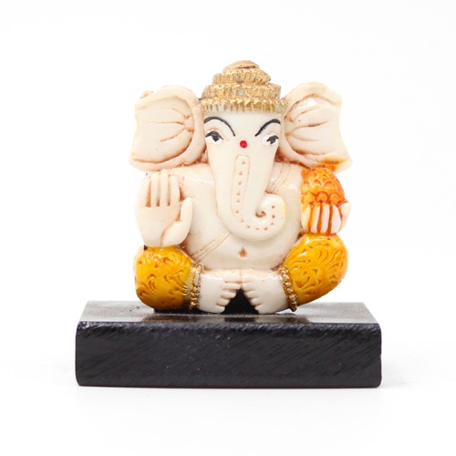 Small Ganesha With Base | yellow dhoti |fibre material