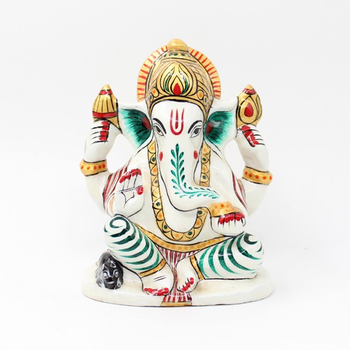 Green and White  Attractive Ganesh Idol  For Car Dashboard, Home Decor