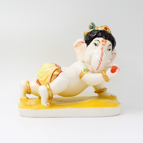 Yellow Base Krishna Ganpati Idol For Home& Office Decor