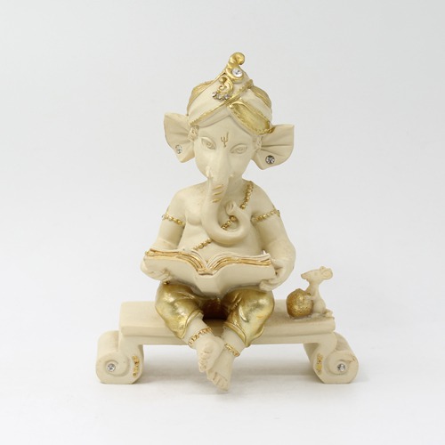 Bal Ganesha Reading Book Statue For Home Decor & Office Decor