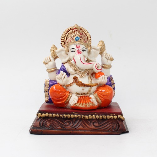 Sitting  Lord  Ganesha with Nag Statue For Car Dashboard