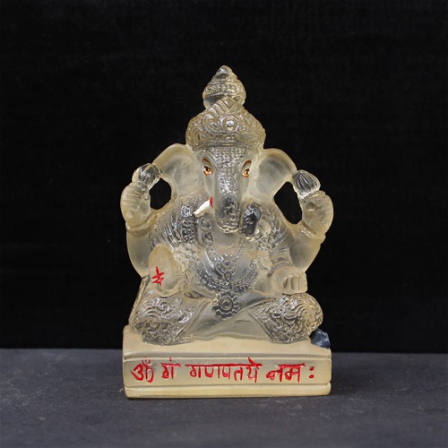 White  Dagdu Lord Ganesha Idol For Home Decor & Car Dashboard