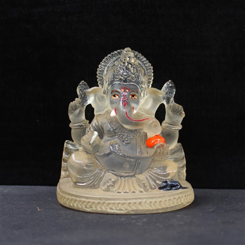 White Lord  Ganesh with Mouse Statue For Home Decor