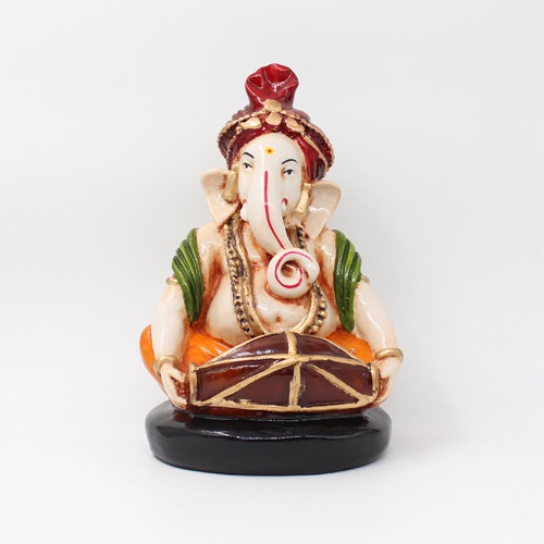 Lord Ganesh Statue Flaying Dolak Idol For Home & Office Decor