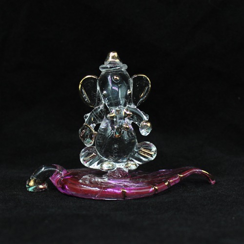 Patta Glass Ganesh Idol For Car Dashboard