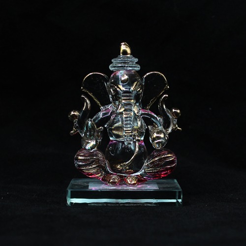 Crystal Glass Ganesha Idol For Car Dashboard