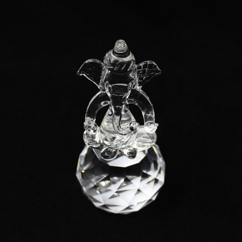 White Crystal Clown Glass Ganesha Idol For Home & Office Decor