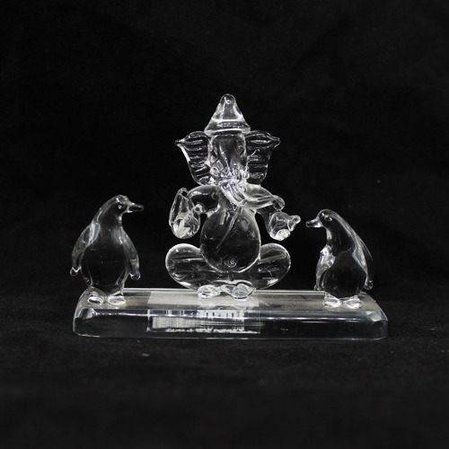 Glass Ganesha With Penguin For Home & Office Decor