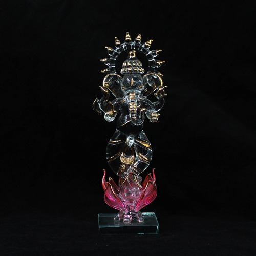 Glass Lotus Ganesha For Home & Office Decor