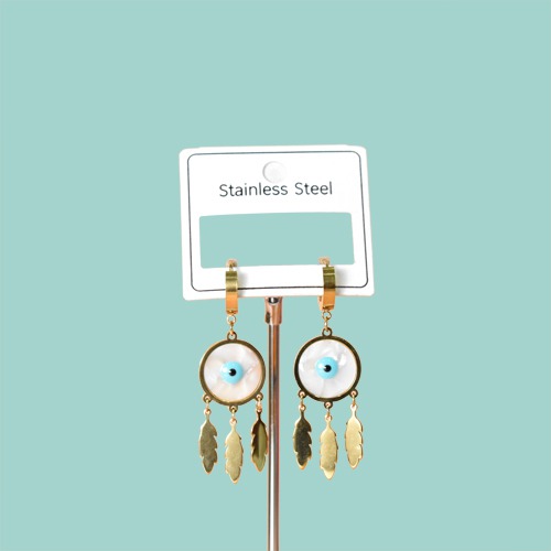 Evil Eye With Leaf dangle Earrings | Evil Eye Earring