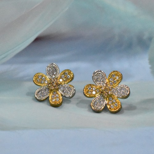 Dual Tone Flower Design Earrings | Earrings | Women Earrings