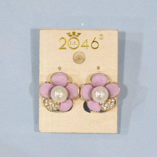 Purple Flower With Pearl Design Earrings | Earrings | Women's Earrings