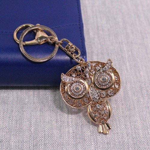 Golden Diamond Owl Keychain | Premium Stainless Steel Keychain For Gifting With Key Ring Anti-Rust | For Car Bike Home Keys for Men and Women