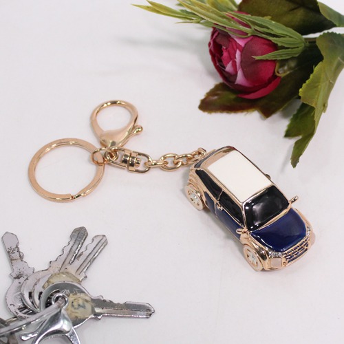 Blue Colour Zinc Alloy Car Keychain | Premium Stainless Steel Keychain With Crystal For Gifting With Key Ring Anti-Rust | For Car Bike Home Keys for Men and Women