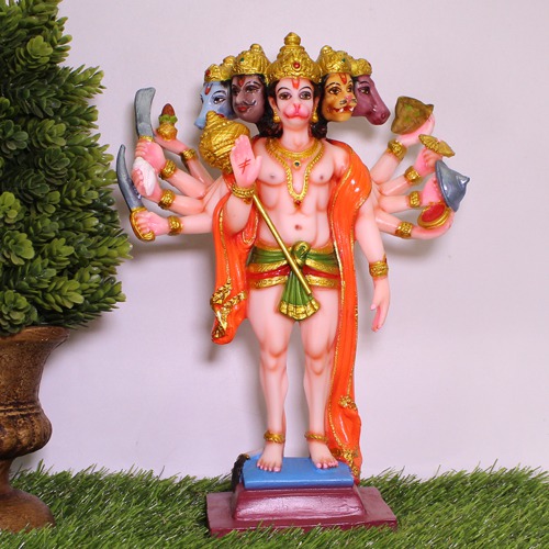 Fiber Panchamukhi Standing Hanuman Idol Panchmukhi Five Face Hanuman Bajrangbali for Home and Office