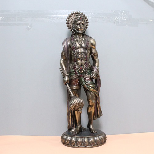 Bronze Finishing Standing Hanuman Idol  Decrotive Showpiece for Gift, Office & Home Decor