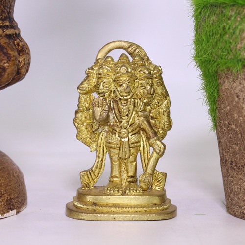 Brass Panchmukhi Standing Hanuman Idol Brass Idol, Yelllow Colour Panchmukhi Hanuman,