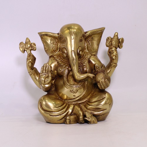 Antique Finish Ganeshji Brass Idol For Home & Office Decor