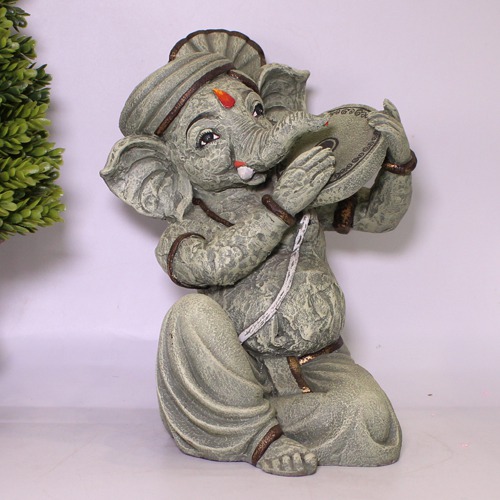 Decorative  Lord Ganesha Playing Dafli Showpiece For Home & Office Decor