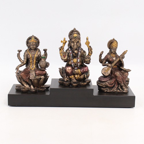 Ganapti, Laxmi, Saraswati Wooden base