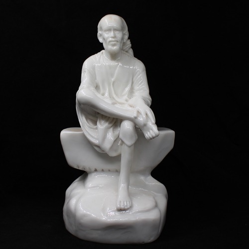 White Sai Baba Sitting Stone Sai Baba Idol/Murti for Home and Office Decor/Used in Pooja