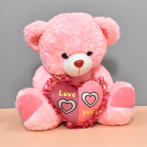 Pink Teddy Bear With Love Heart Soft Toy