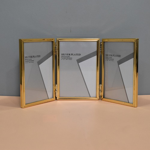 Golden Plated 3 Joint Table Top  Photo Frame( Size 3 Photo Frame of 4 x 6 inch)