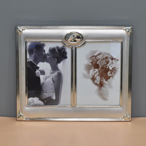 Collage Silver Plated  Couple  Table Top Photo Frame ( 2 Photograph)