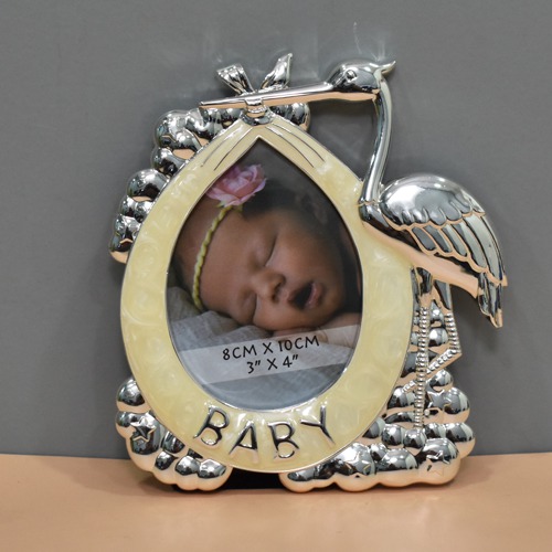 Silver Plated Baby Photo Frame - Oval( Photo Size 3 x 4 inches)