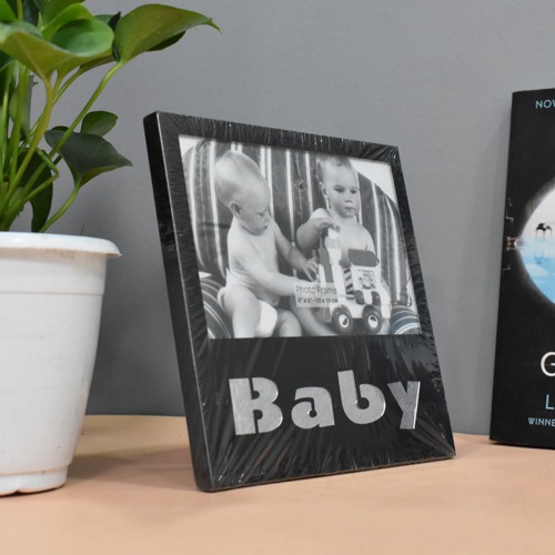 Black  Shine Baby Table Top  Photo Frame( Photo Size 6 x 4 inches)