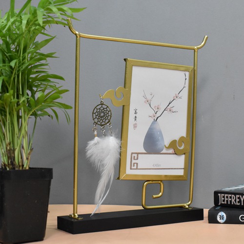 Golden Showpiece Frame Photo with Stand and Dream Catcher ( Photo Size:  6 x 4 inches)