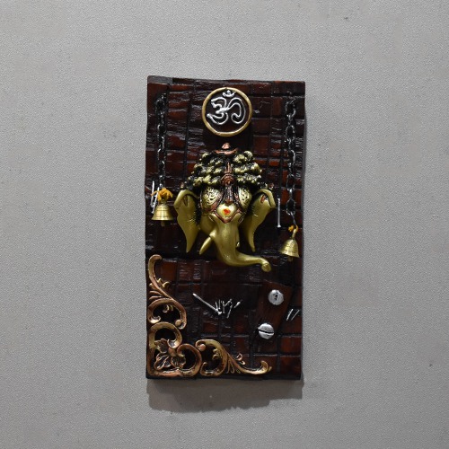 Ganesha Face Wall Hanging Frame With Bell