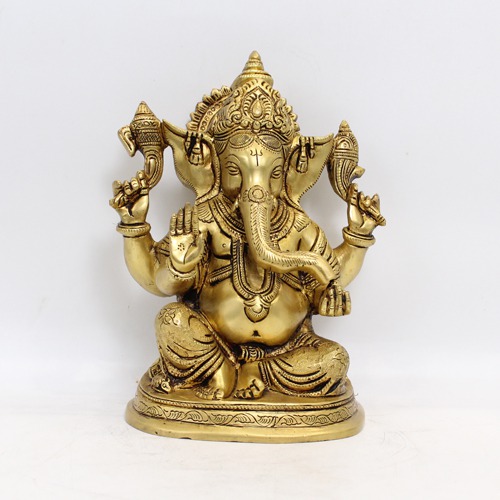 Goal Base Brass Ganesha Idol For Home Decor