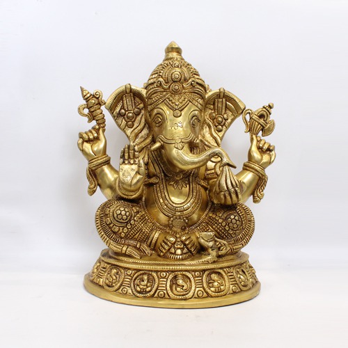 Lord Ganesha Murti In Blessing Posture Sitting With Modak For Decor