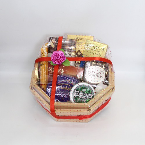 Big Wooden Basket Chocolate Hamper for Big Celebrations