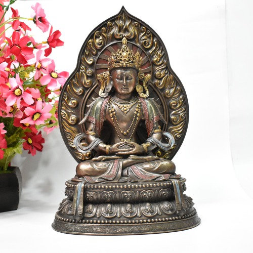 Crown Buddha With Aura | Buddha Statue for Table Decor, hand buddha figurine Decorative Showpiece Decorative Showpiece