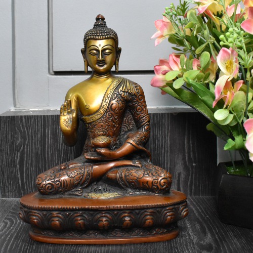 Brass Buddha With Two Toned Colour Statue | Gautam Buddha Idol Statue for Home | living room | study room | Gifting items Decorative Showpiece